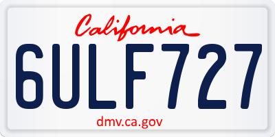 CA license plate 6ULF727