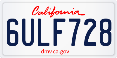CA license plate 6ULF728