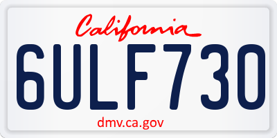 CA license plate 6ULF730