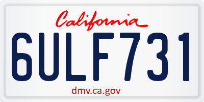 CA license plate 6ULF731