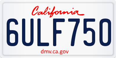 CA license plate 6ULF750