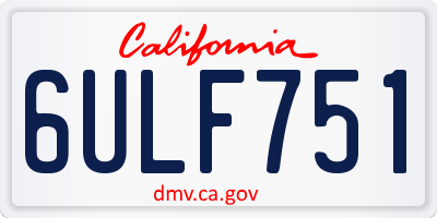 CA license plate 6ULF751
