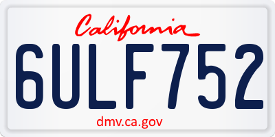 CA license plate 6ULF752