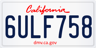 CA license plate 6ULF758