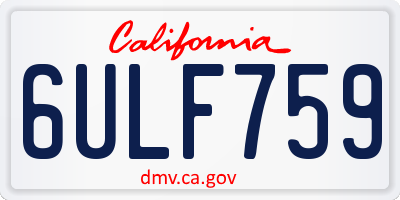 CA license plate 6ULF759