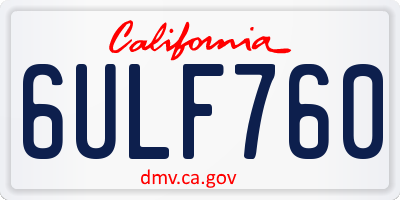 CA license plate 6ULF760