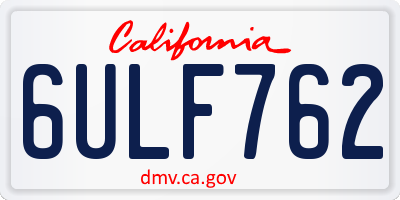 CA license plate 6ULF762