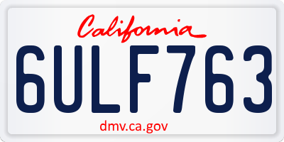 CA license plate 6ULF763