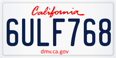 CA license plate 6ULF768