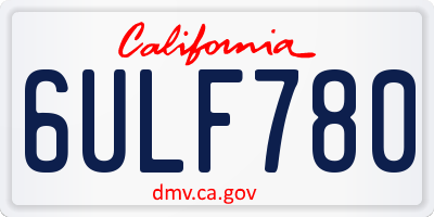 CA license plate 6ULF780