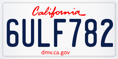 CA license plate 6ULF782