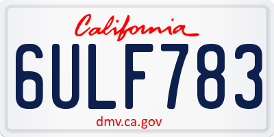 CA license plate 6ULF783