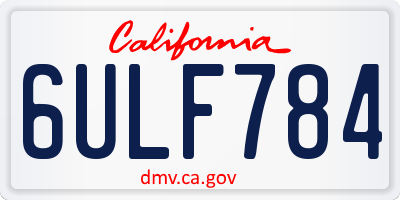 CA license plate 6ULF784