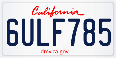 CA license plate 6ULF785