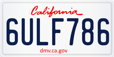 CA license plate 6ULF786