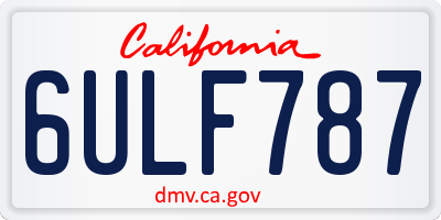CA license plate 6ULF787