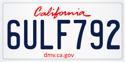 CA license plate 6ULF792