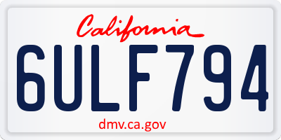 CA license plate 6ULF794