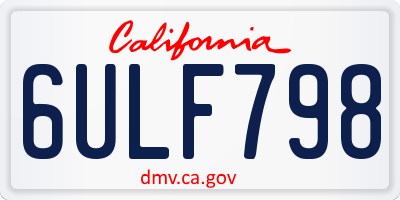 CA license plate 6ULF798