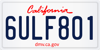 CA license plate 6ULF801
