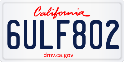 CA license plate 6ULF802
