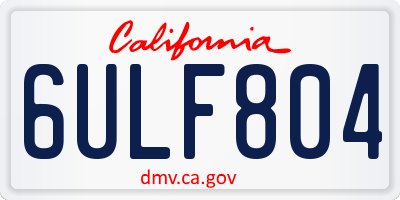 CA license plate 6ULF804