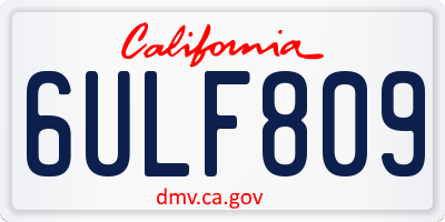 CA license plate 6ULF809