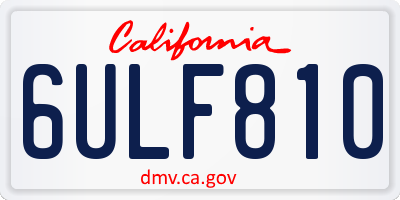 CA license plate 6ULF810