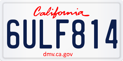 CA license plate 6ULF814