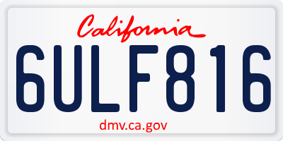 CA license plate 6ULF816