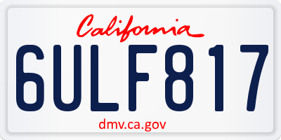 CA license plate 6ULF817