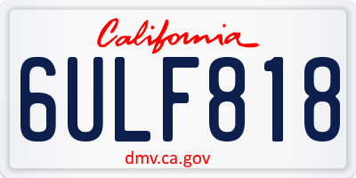 CA license plate 6ULF818