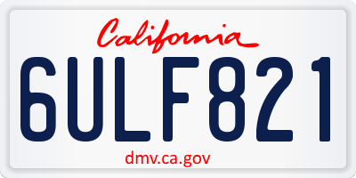 CA license plate 6ULF821