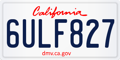 CA license plate 6ULF827