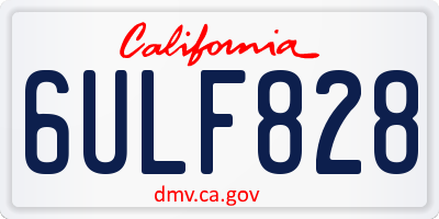 CA license plate 6ULF828