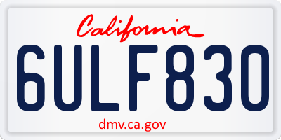 CA license plate 6ULF830