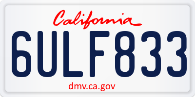 CA license plate 6ULF833