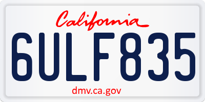 CA license plate 6ULF835