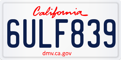 CA license plate 6ULF839