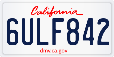 CA license plate 6ULF842