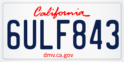 CA license plate 6ULF843