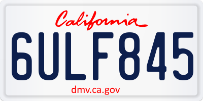 CA license plate 6ULF845