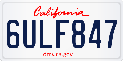 CA license plate 6ULF847
