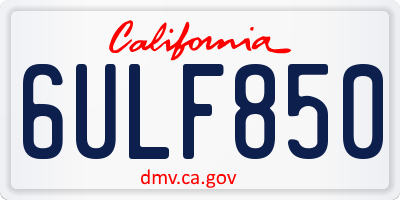 CA license plate 6ULF850