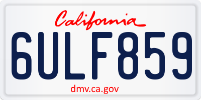 CA license plate 6ULF859