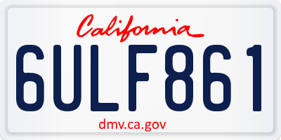 CA license plate 6ULF861