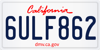 CA license plate 6ULF862