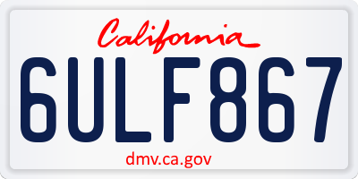 CA license plate 6ULF867