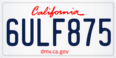 CA license plate 6ULF875