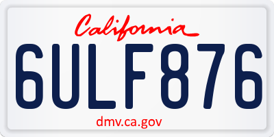 CA license plate 6ULF876